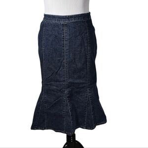 Texas Denim Size 14 Blue Denim Jean Flared Midi Skirt